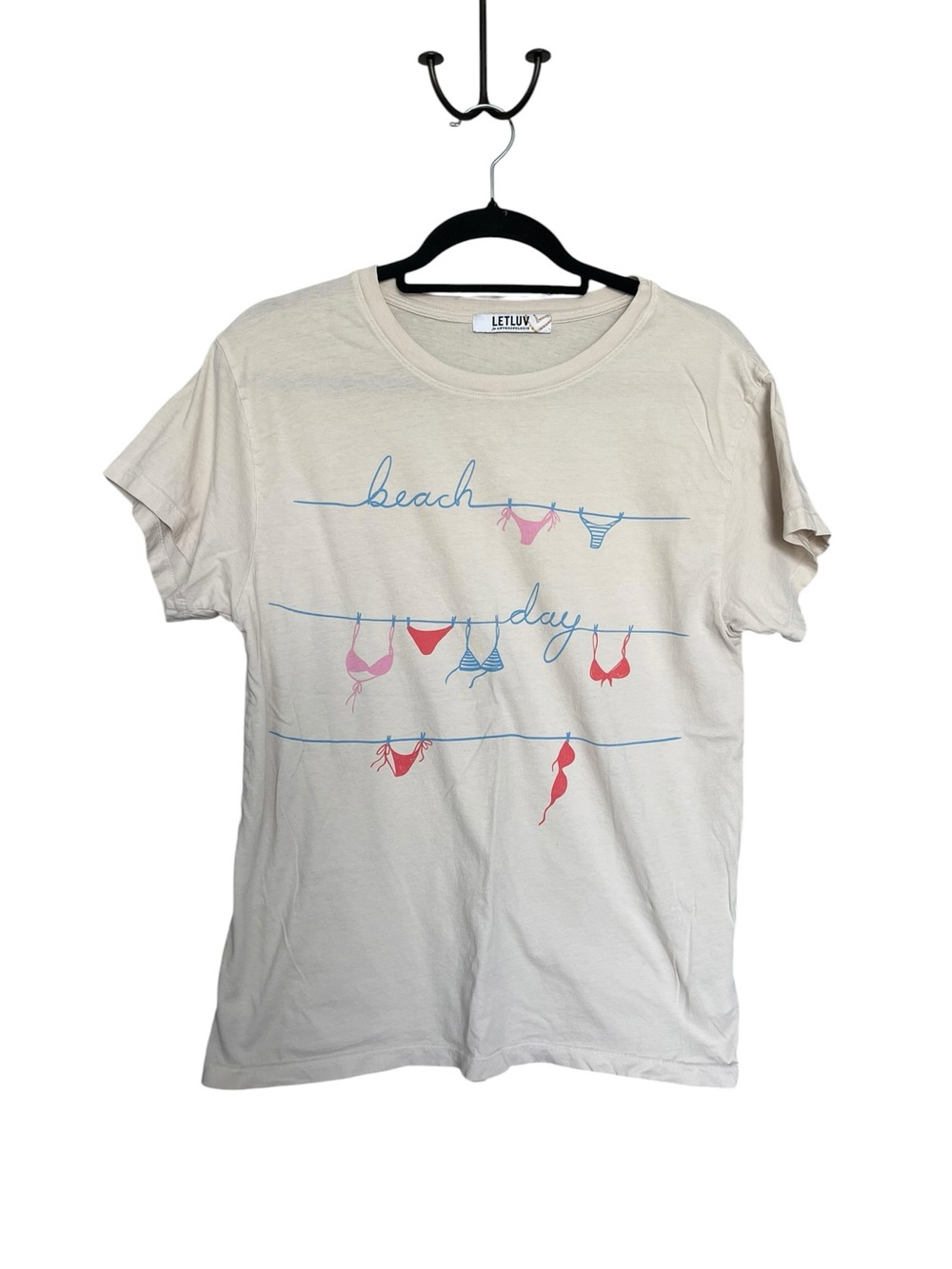 Letluv for Anthropologie Cream Graphic Tee